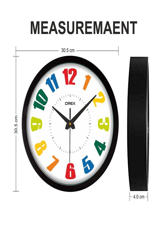 OREX Stylish Multicolor Design Wall Clock for Home/Living Room/Bedroom/Kitchen/Office/Kids Room (Black) - Image 3